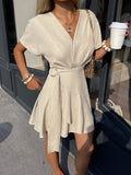 Figure-flattering Asymmetric Soft-style V-neck Dress – Premium 0 | RICALOUX