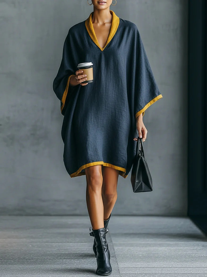 Relaxed-fit Linen-blend V-neck Dress by Ricaloux