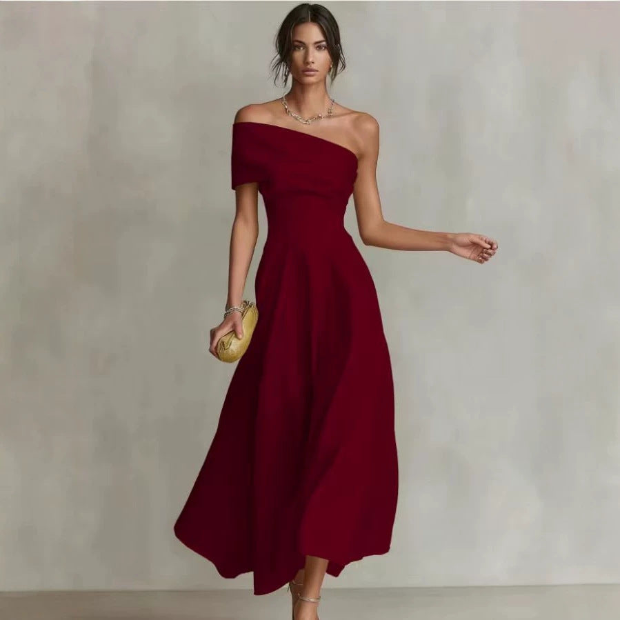 Womens Waist-cinching Off-shoulder Backless Dress by Ricaloux