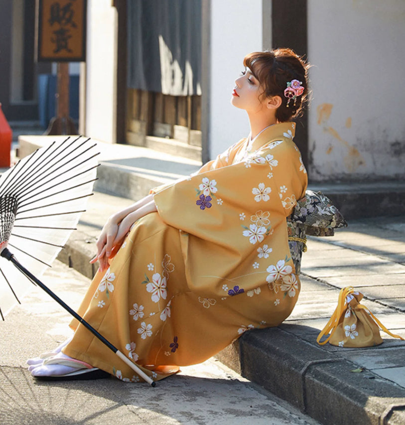 Elegant Young Ladys Japanese-style Kimono Formal Wear Womens Modernized Kimono And Yukata by Ricaloux