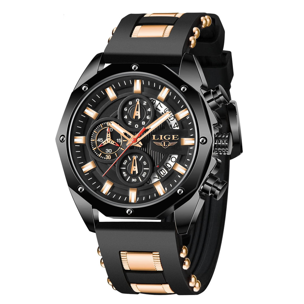 Fashion Mens Watches Top Brand Luxury Silicone Sport Watch Men Quartz Date Clock Waterproof Wristwatch Chronograph – Premium 0 | RICALOUX