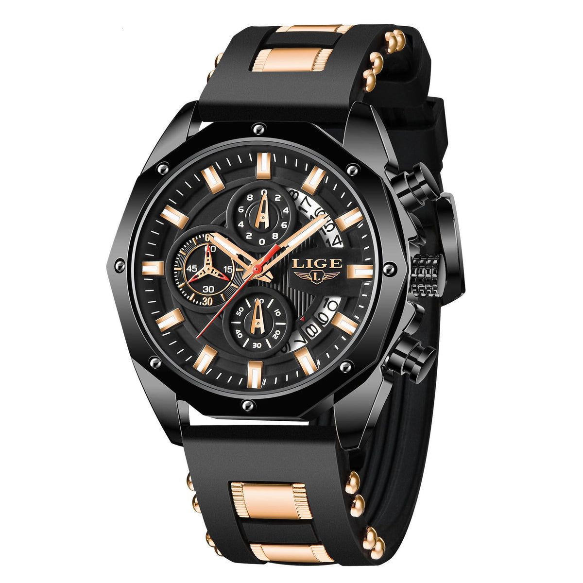 Fashion Mens Watches Top Brand Luxury Silicone Sport Watch Men Quartz Date Clock Waterproof Wristwatch Chronograph – Premium 0 | RICALOUX