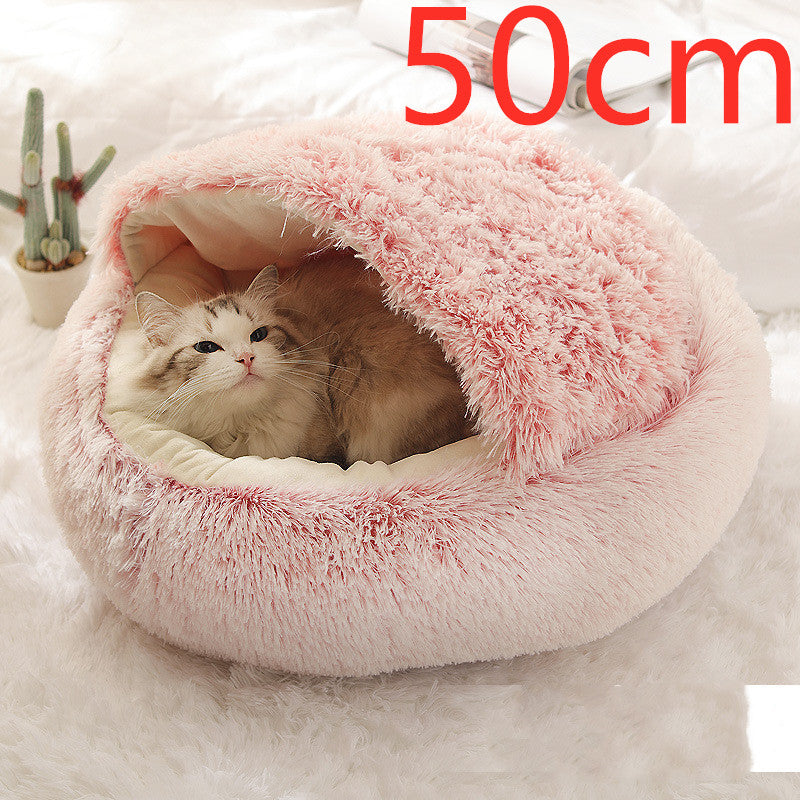 2 In 1 Dog And Cat Bed Pet Winter Bed Round Plush Warm Bed House Soft Long Plush Pets Bed Pet Products by Ricaloux
