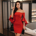 Off-the-shoulder crew neck dress - RICALOUX