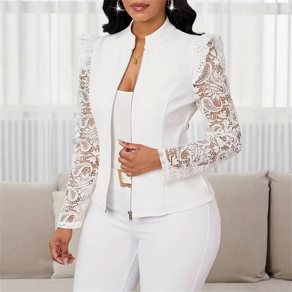 Womens Casual Cardigan-Style Blazer With A Crew Neck – Premium 0 | RICALOUX
