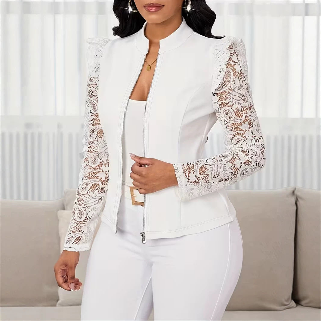 Womens Casual Cardigan-Style Blazer With A Crew Neck – Premium 0 | RICALOUX
