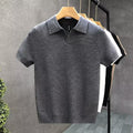 Stylish Slim-Fit Short-Sleeve Lapel Knitted Base Layer Shirt by Ricaloux