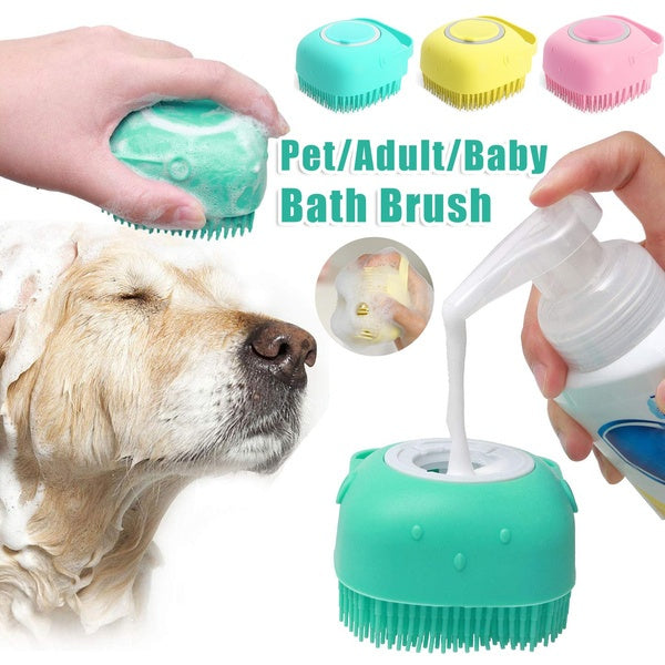Silicone Dog Bath Massage Gloves Brush Pet Cat Bathroom Cleaning Tool Comb Brush For Dog Can Pour Shampoo Dog Grooming Supplies by Ricaloux