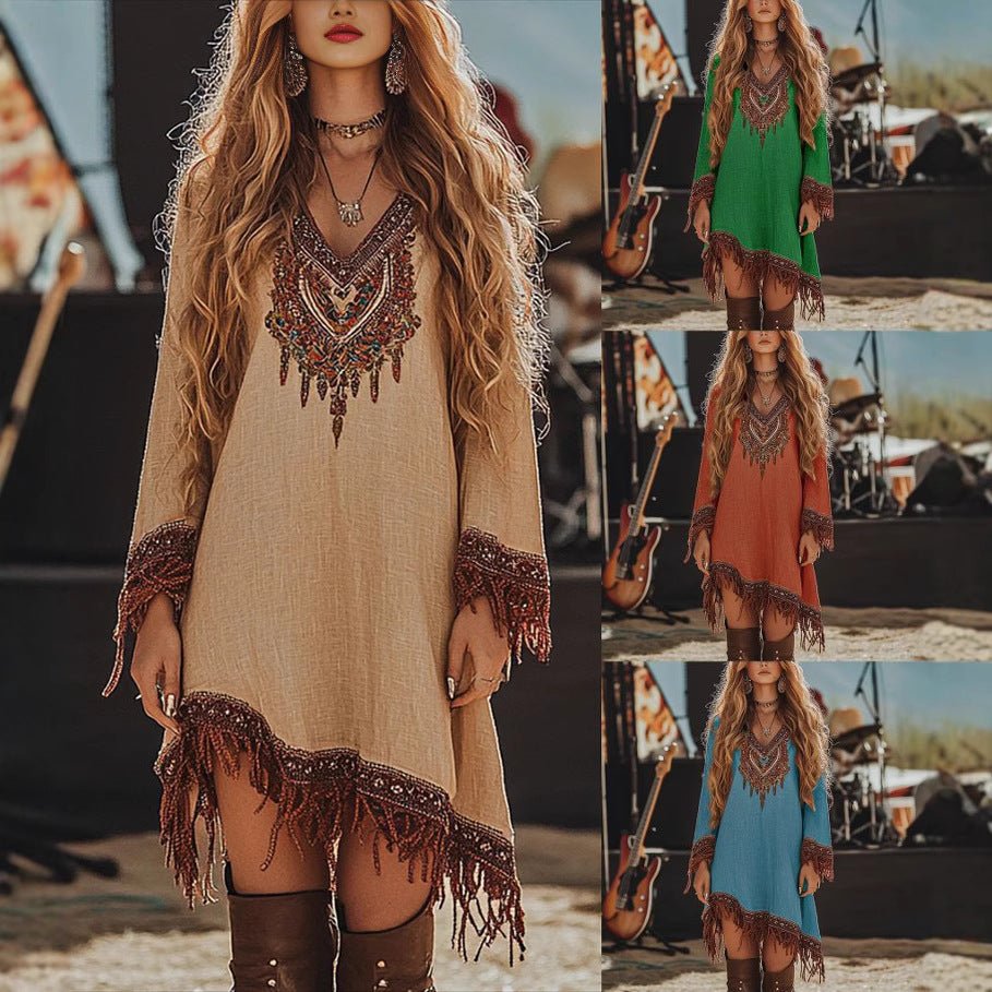 Lace Loose Print Dress Girls - RICALOUX
