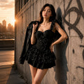 Elegant Black Mesh Bubble Dress For Women by Ricaloux