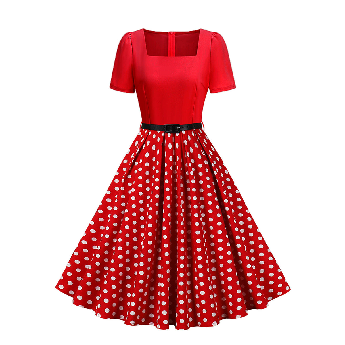 Retro Floral And Polka-dot Print Dress by Ricaloux