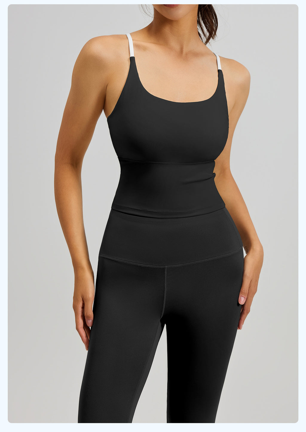 Women's Two-Piece Sports Fitness Outfit With Camisole Top & Long Pants, Color Block Shockproof Yoga Wear For Indoor Training – Premium 4 | RICALOUX