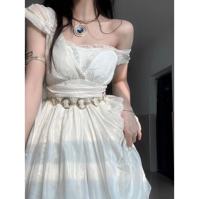 White Suspender Dress Pettiskirt - RICALOUX