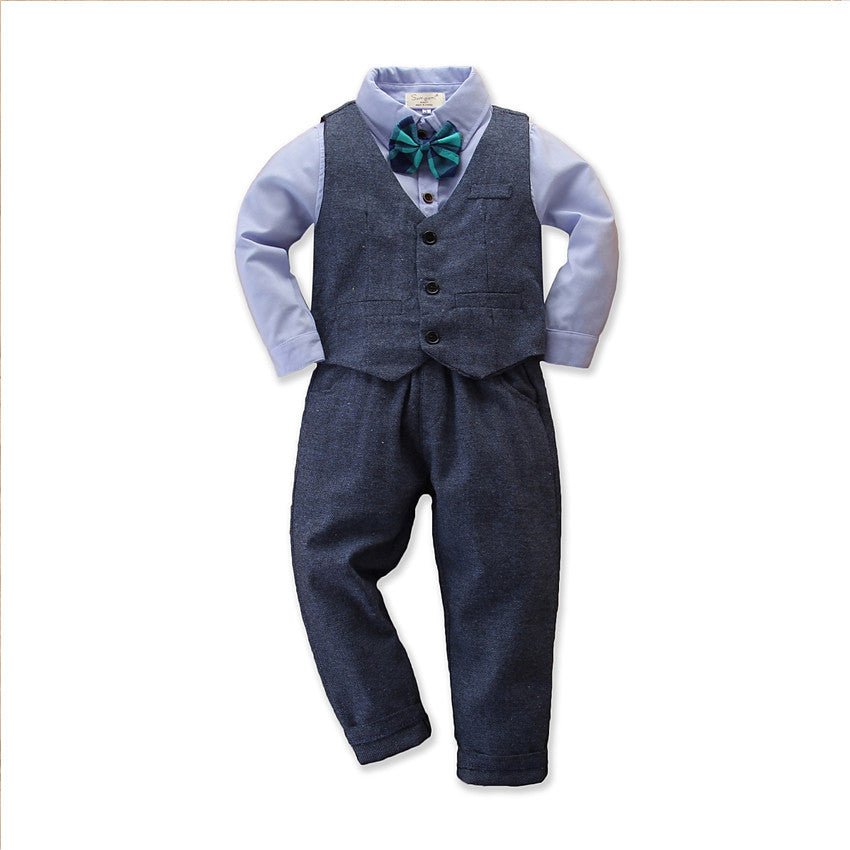 Children's Clothing Boys' Gentleman Long-sleeved Shirt And Pants Three-piece Suit - RICALOUX