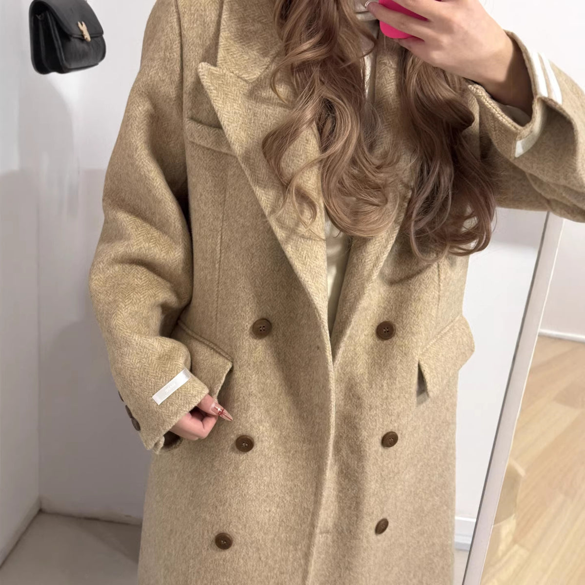 Womens Elegant Korean-Style Wool Coat by Ricaloux