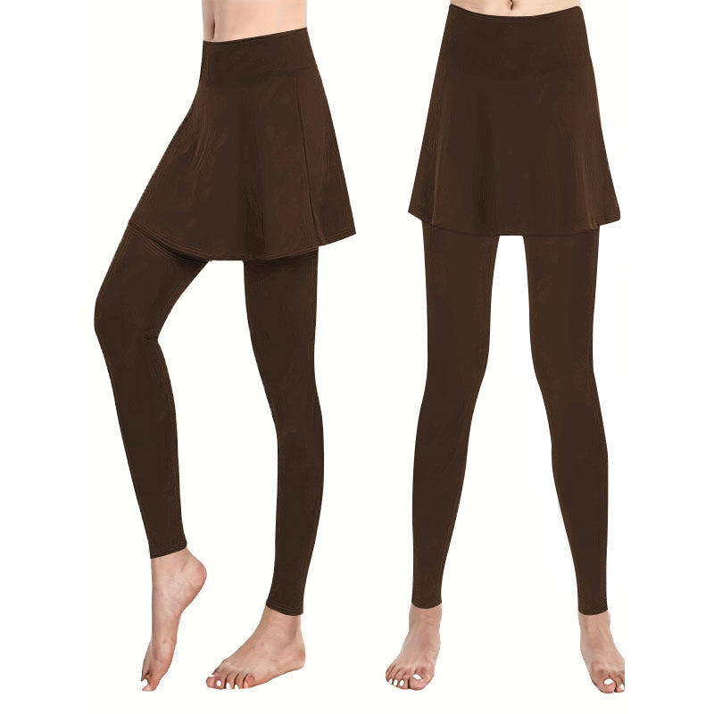 Women's High Waist Skirted Leggings 2 In 1 Flared Skirt Overlay Active Leggings For Yoga & Workout by Ricaloux
