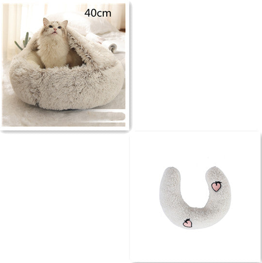 2 In 1 Dog And Cat Bed Pet Winter Bed Round Plush Warm Bed House Soft Long Plush Pets Bed Pet Products by Ricaloux