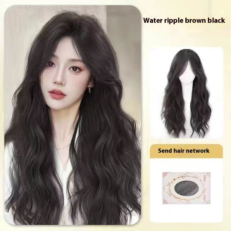 Jaulin Wig Women's Long Hair Forehead Lace Full-head Wig Mid-length Long Straight Hair Full Top Wig by Ricaloux