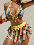 European And American Seaside Vacation Bikini Swimsuit Three-piece Set by Ricaloux