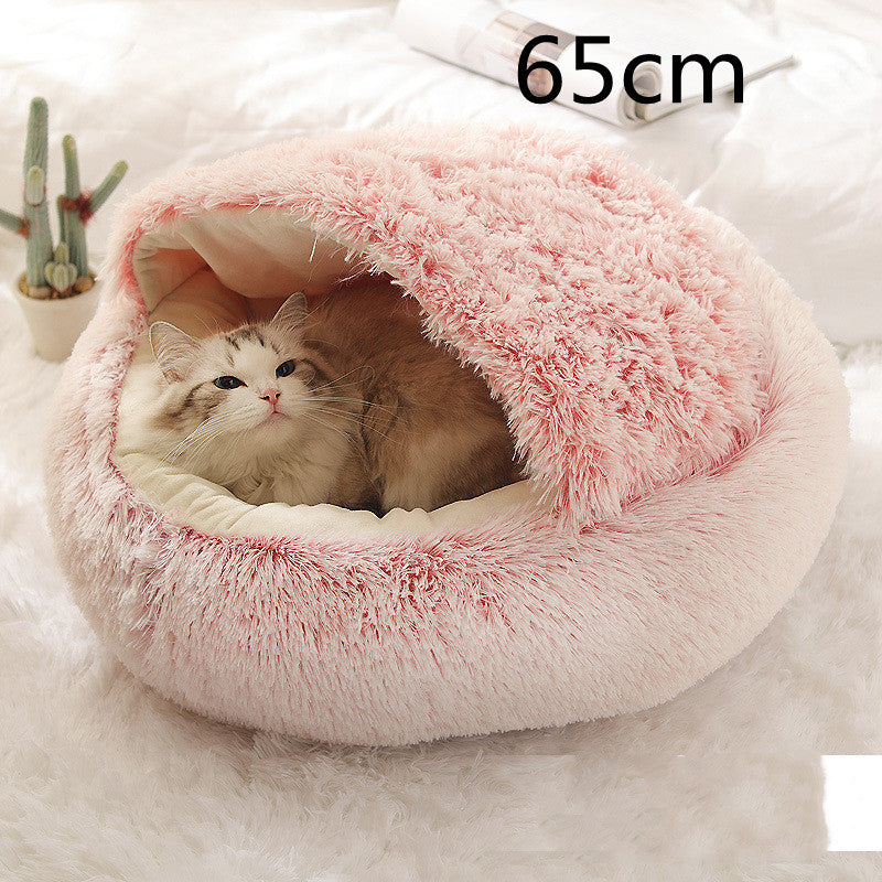 2 In 1 Dog And Cat Bed Pet Winter Bed Round Plush Warm Bed House Soft Long Plush Pets Bed Pet Products by Ricaloux