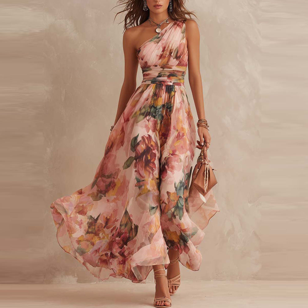 Elegant Printed Off-shoulder Sleeveless Dress – Premium 0 | RICALOUX