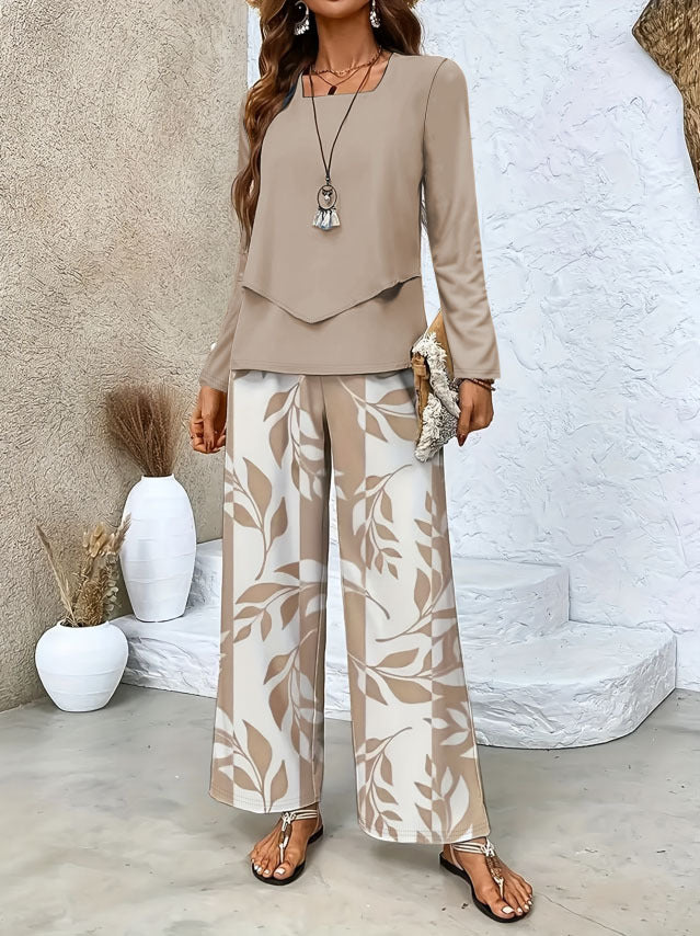 AutumnWinter Floral-Print Two-Piece Set by Ricaloux
