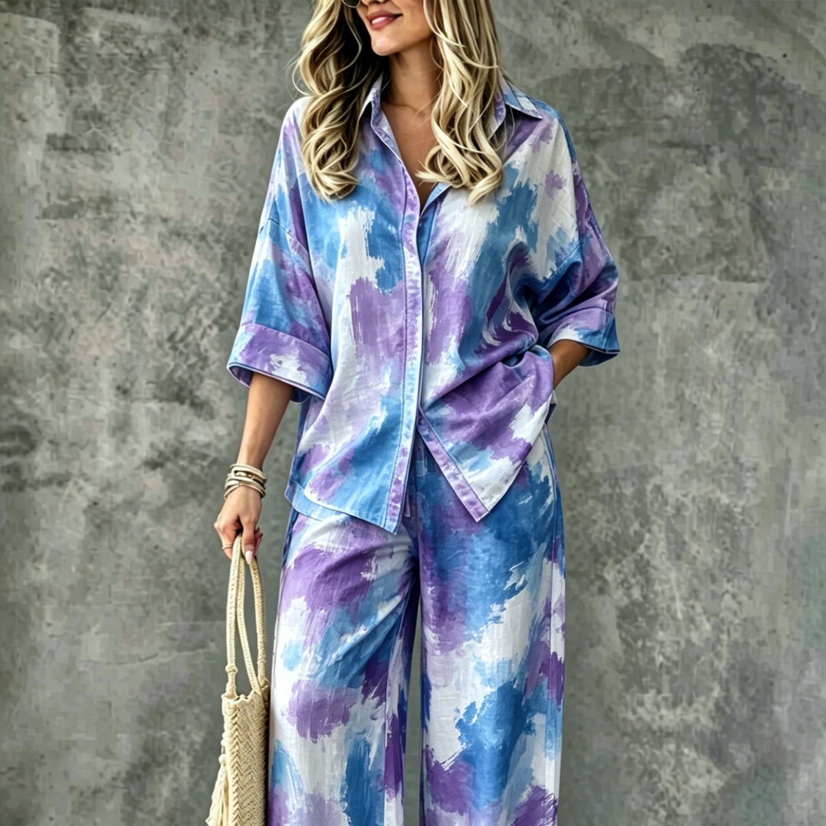 Spring Summer Womens Shirt Set With Digital Print – Premium 0 | RICALOUX