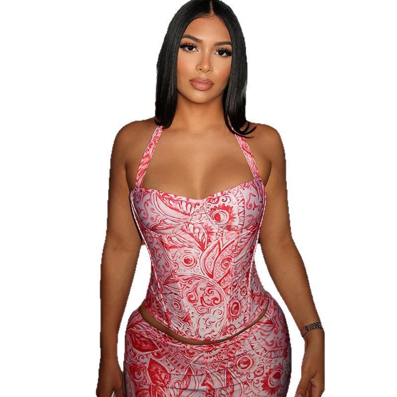 Women's Clothing Sheath Dress And Backless Pants Set - RICALOUX