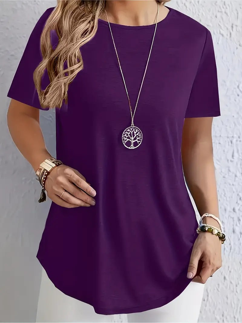 Solid-color T-shirt With Elegant Back-button Detailing – Premium 0 | RICALOUX