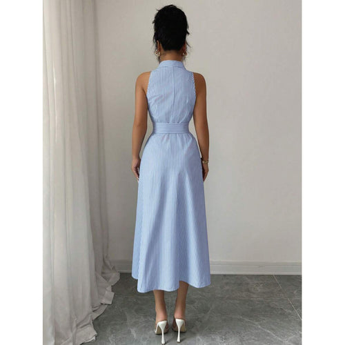 Elegant And Refined Casual Striped Dress For Women by Ricaloux