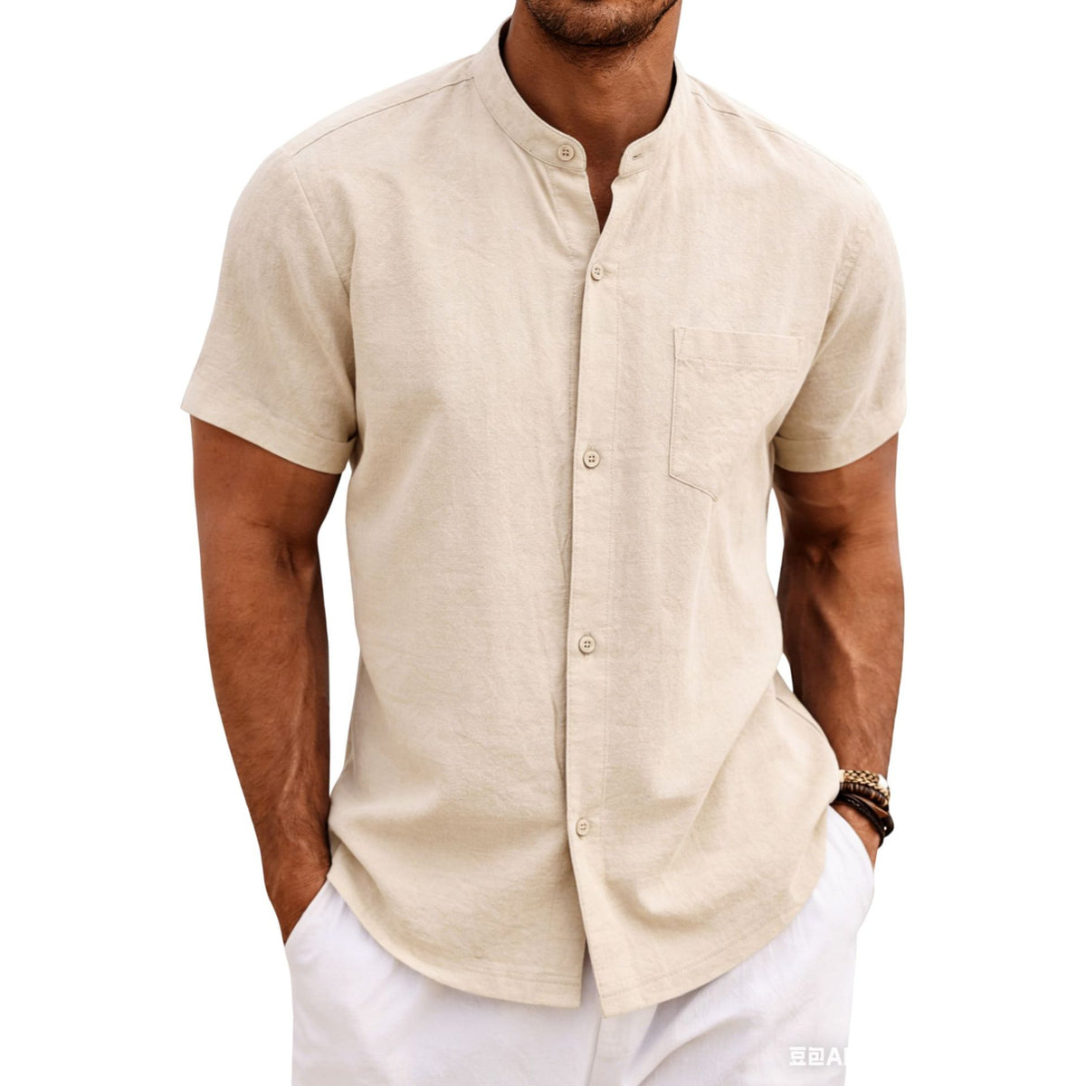 Henry Tie Pocket Casual Shirt For Men by Ricaloux