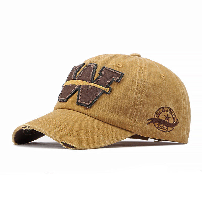 Men's And Women's Universal Large W-letter Embroidered Distressed Baseball Cap With Retro Beveling Design, Trendy Street Style, Versatile For All Occasions. – Premium 4 | RICALOUX