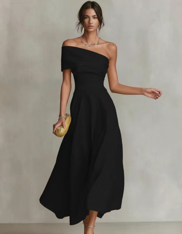 Womens Waist-cinching Off-shoulder Backless Dress by Ricaloux