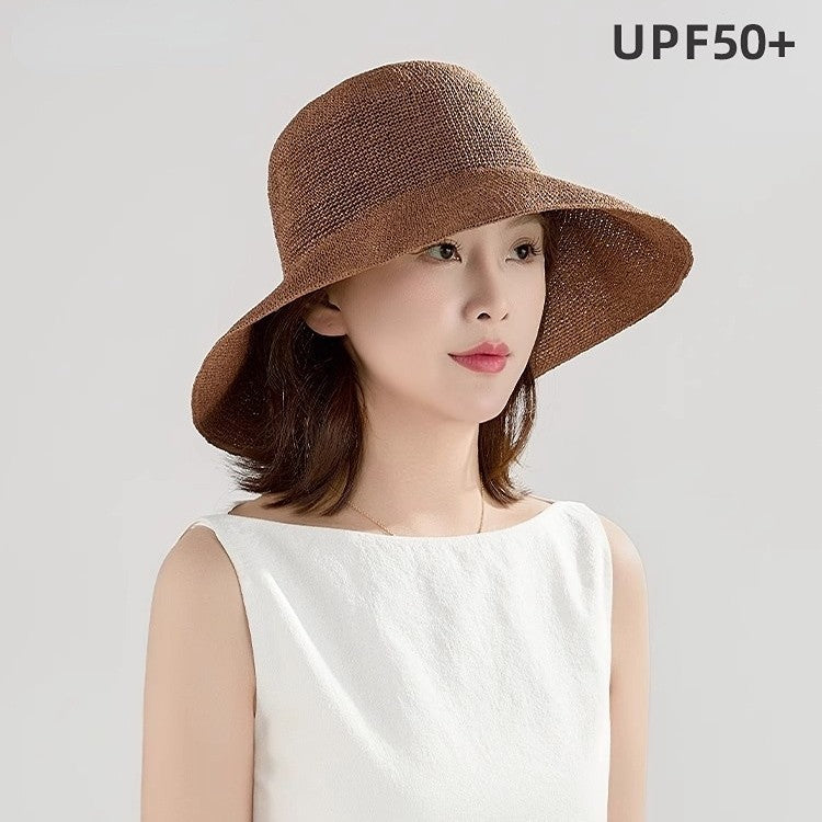 Straw Hat Womens Style Sun Hat Large Head Circumference Versatile Summer Hat by Ricaloux