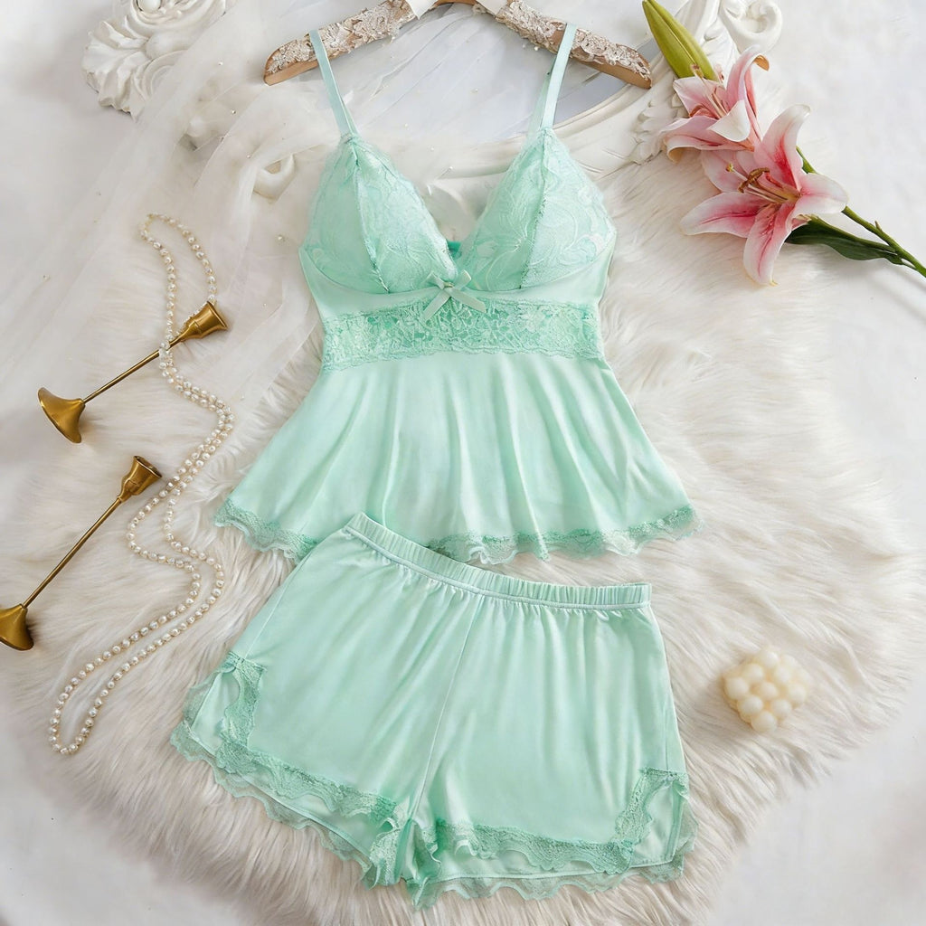 Lace-trimmed Camisole Loungewear Casual 2-piece Set For Women by Ricaloux