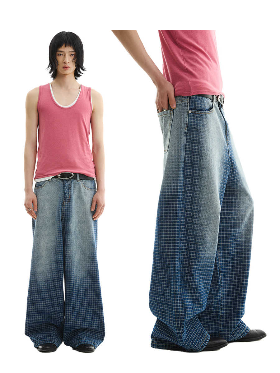 Washing Gradient Blue Straight Jeans by Ricaloux