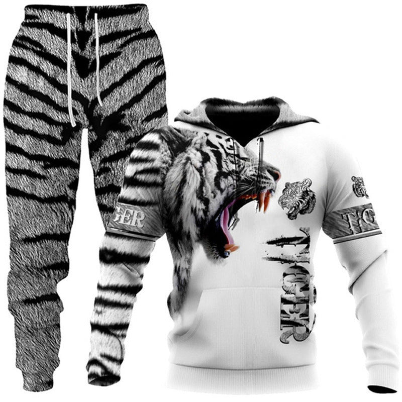 Animal-print Hooded Pullover Sweatshirt And Menswomens Sportswear Set – Premium 0 | RICALOUX