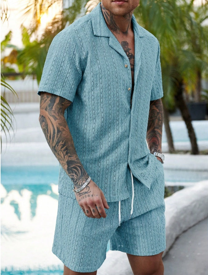 Mens Fashionable Printed Casual Shirt Set by Ricaloux