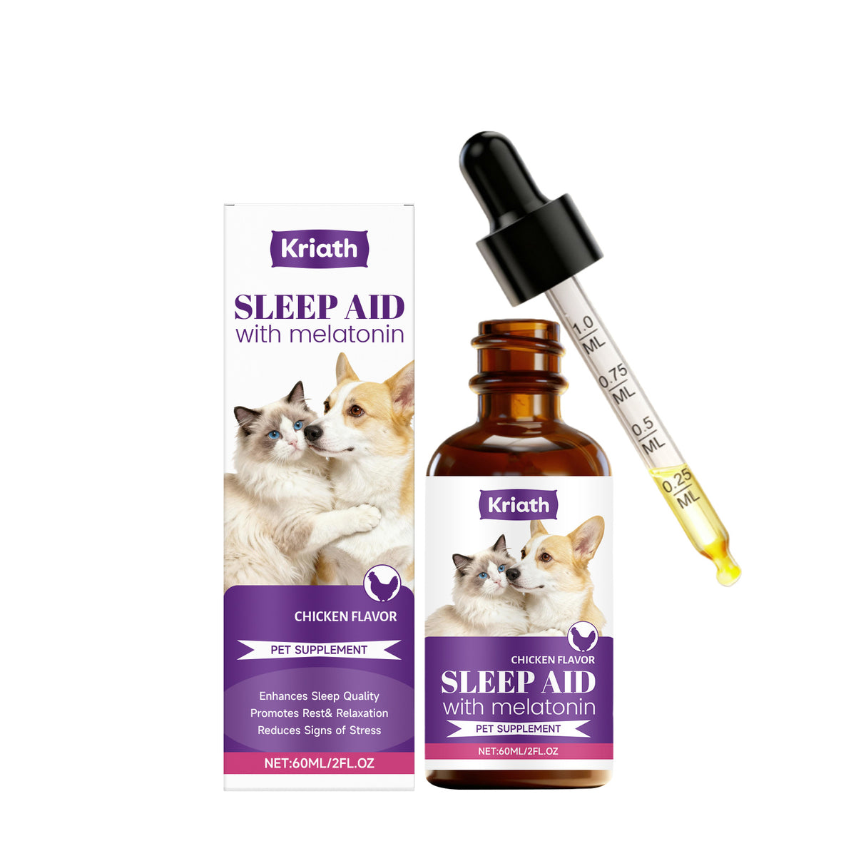 Kriath Pet Cat And Dog Care Drops Gentle, Nourishing, And Soothing Drops For Cats And Dogs, Ideal For Daily Sleep And General Care by Ricaloux