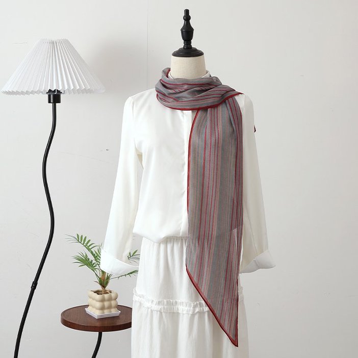 Vintage High-end Long Ribbon Silk Scarf Waist Accessory Fashionable Stripes – Premium 0 | RICALOUX
