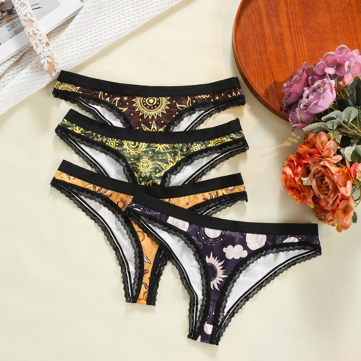 Plus-size Lace-trimmed Low-rise Seamless Floral-print Womens Panties – Premium 0 | RICALOUX