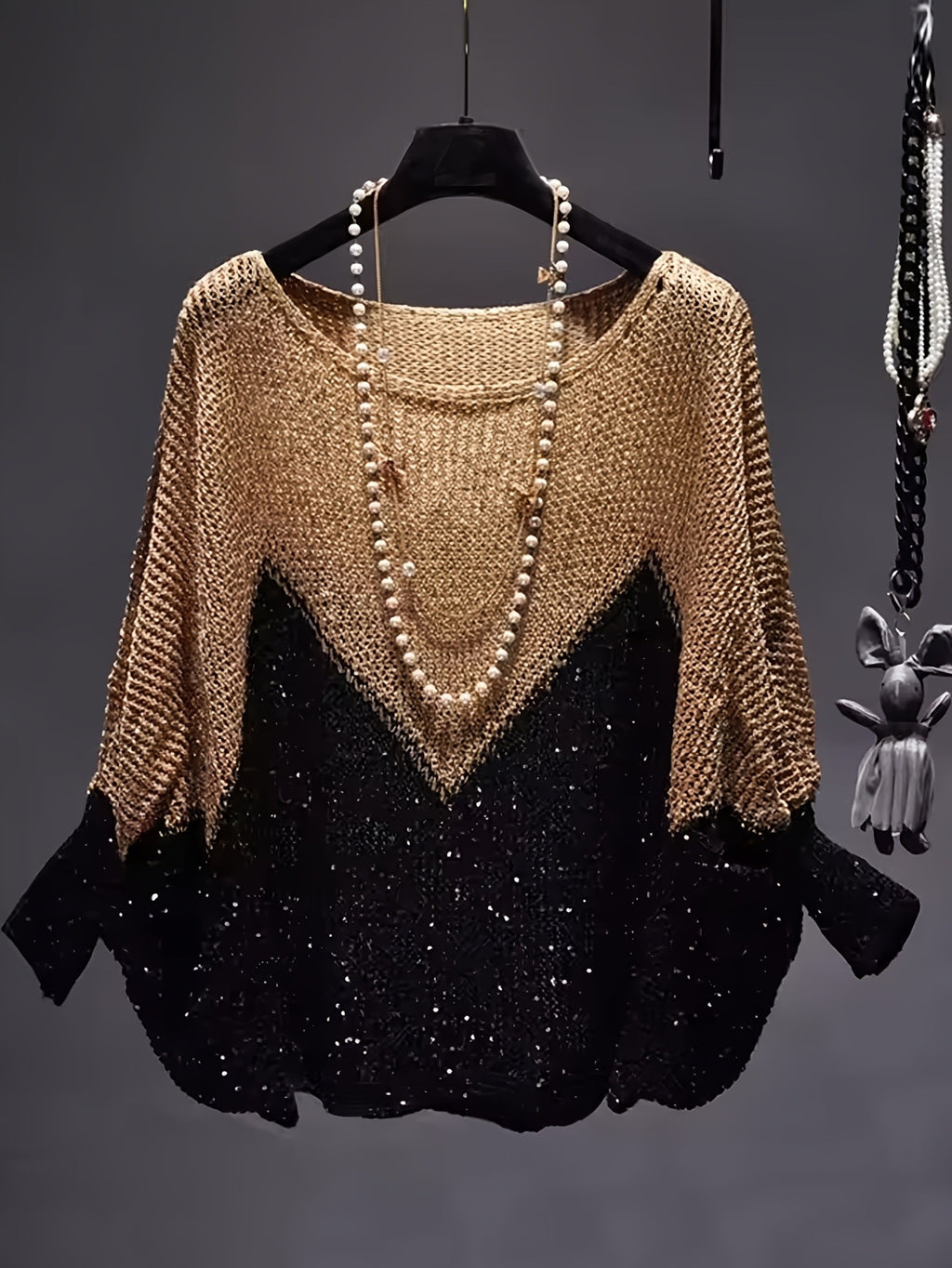 New Style Hip-covering Relaxed-fit Knitted Bottoming Top Color-block Fashion Top – Premium 0 | RICALOUX