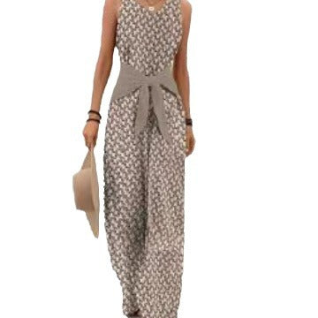 Womens Best-selling Waist-cinching Adjustable-lace-up Printed Jumpsuit – Premium 0 | RICALOUX