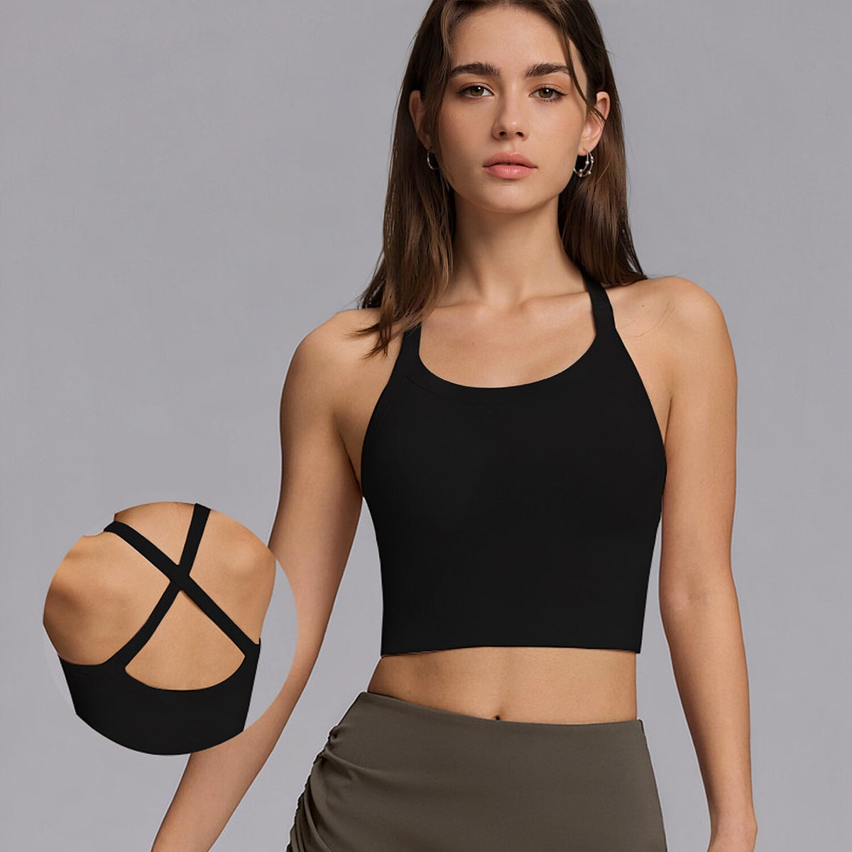 Seamless Yoga Tank Top With Built-in Pads For European & American Styles, No Need For Separate Bra, Cross Strap Sports Underwear For Women Workout & Fitness – Premium 4 | RICALOUX