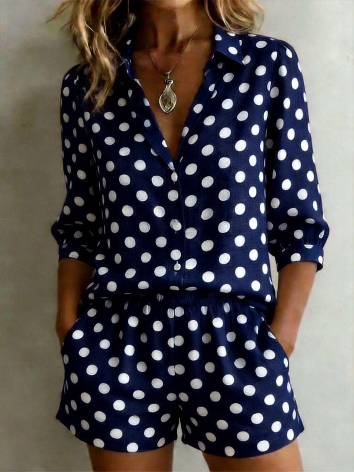 Womens European And American Cross-Border Casual Holiday Printed Polka-Dot Set – Premium 0 | RICALOUX