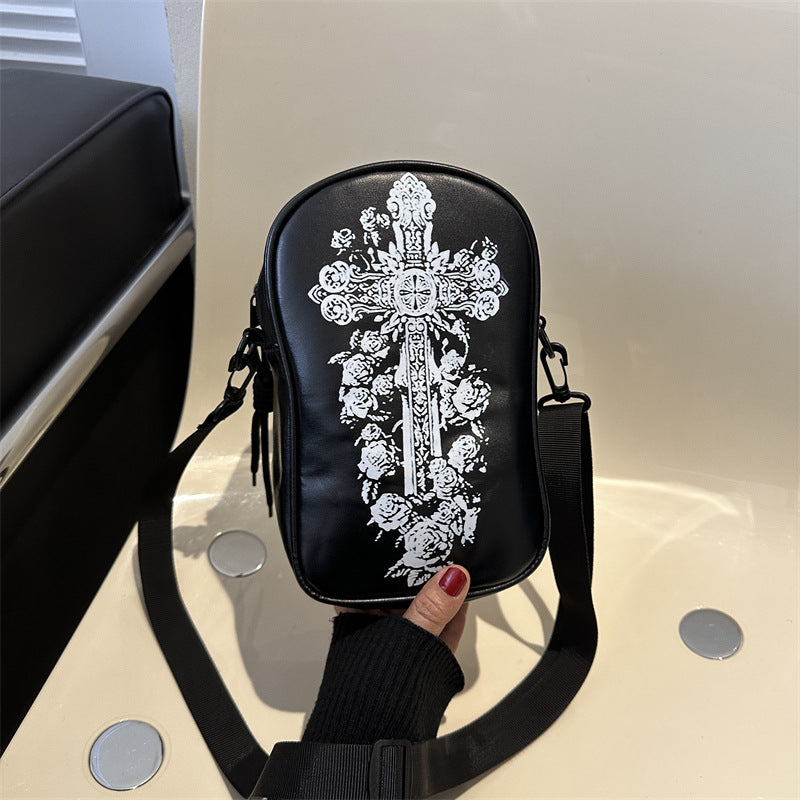 Halloween Graffiti Phone Bag Girls Funny Cartoon Pumpkin Ghost Bat Print Crossbody Bag For Women Mini Personality Creative Shoulder Bags by Ricaloux