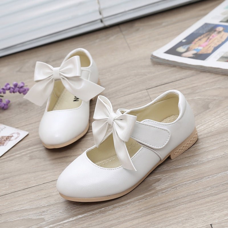 Girls Shoes White Leather Shoes Bowknot Girls Children Princess Shoes - RICALOUX