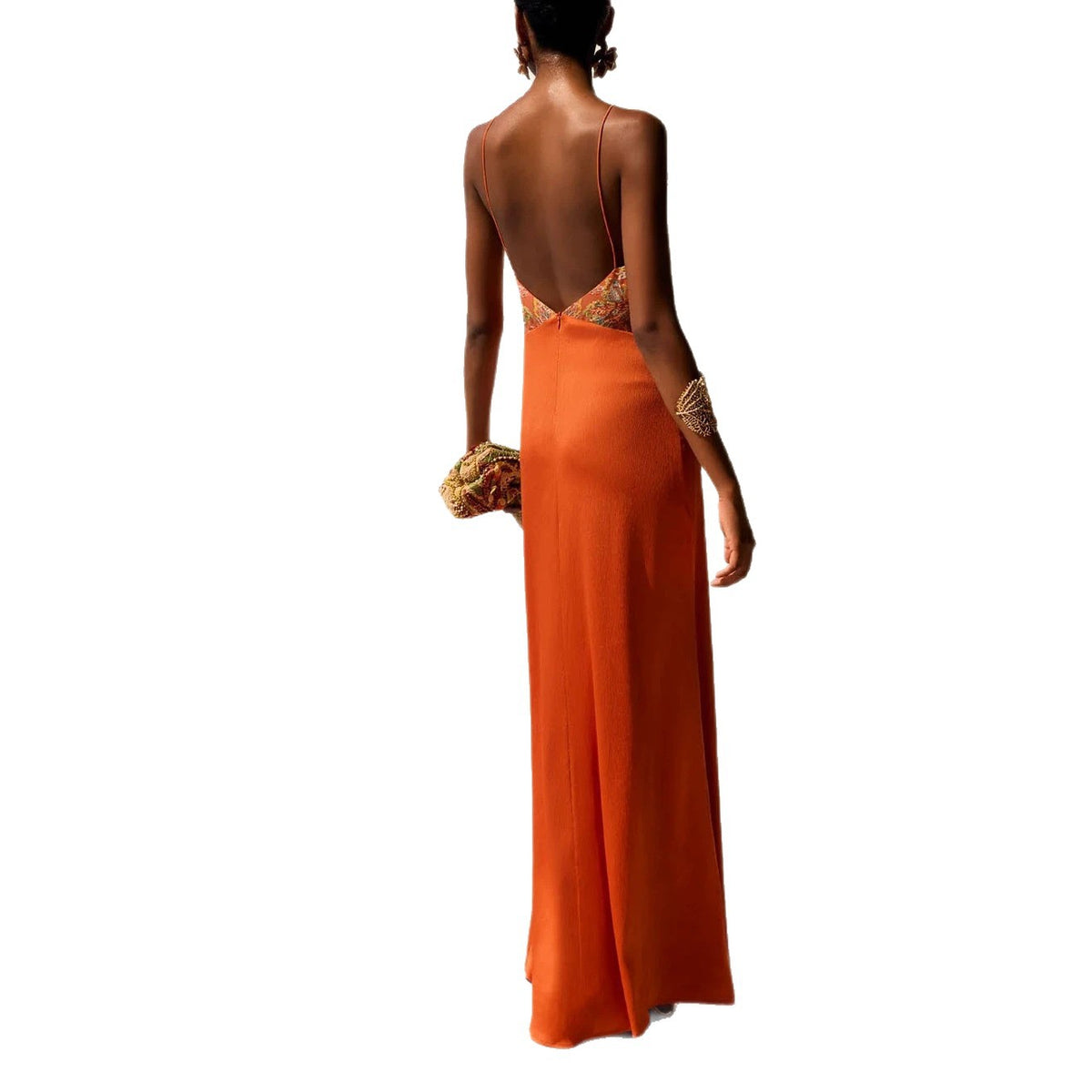 SpringSummer New Spaghetti-strap Satin Dress And Scarf Two-piece Set For Women by Ricaloux