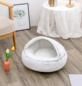 2 In 1 Dog And Cat Bed Pet Winter Bed Round Plush Warm Bed House Soft Long Plush Pets Bed Pet Products by Ricaloux