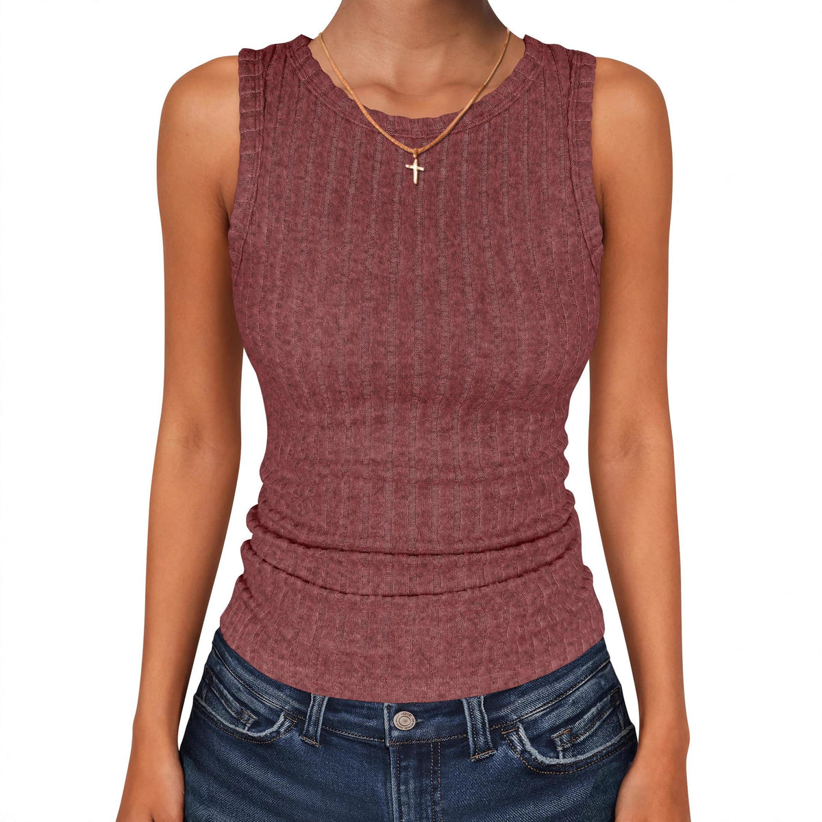 Womens Round-Neck Casual Sleeveless Solid-Color Knitted Vest – Premium 0 | RICALOUX